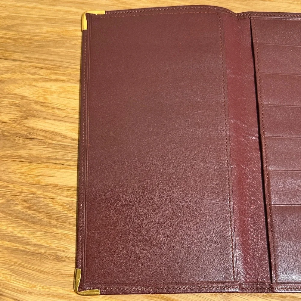 Cartier Paris Vintage Burgundy Leather Fold-over Bifold Organizer Wallet